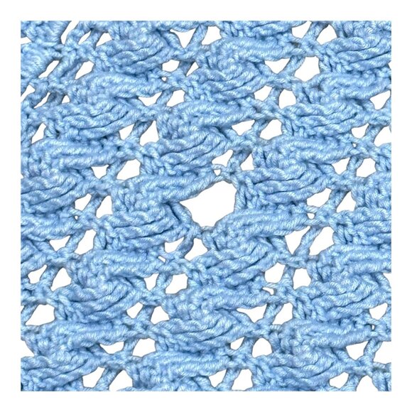 Handmade Blue Crochet Knit Lightweight Summer Shawl Wrap Lap Wheelchair Blanket - Picture 2 of 4